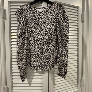 Chic Black and White Floral Blouse